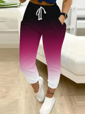 Gradient Ombre Jogger Pants Women Purple Pink Drawstring Waist Side Pockets Casual Sweatpants Athleisure Lounge Jogging Bottom