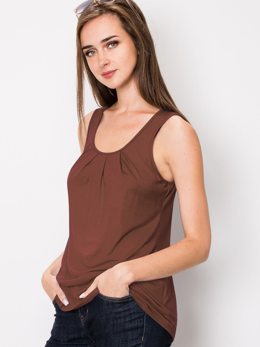 Women's Sleeveless Scoop Neck Tank Top Loose Fit Breathable Casual Layering Shirt 20 Colors Summer Essential