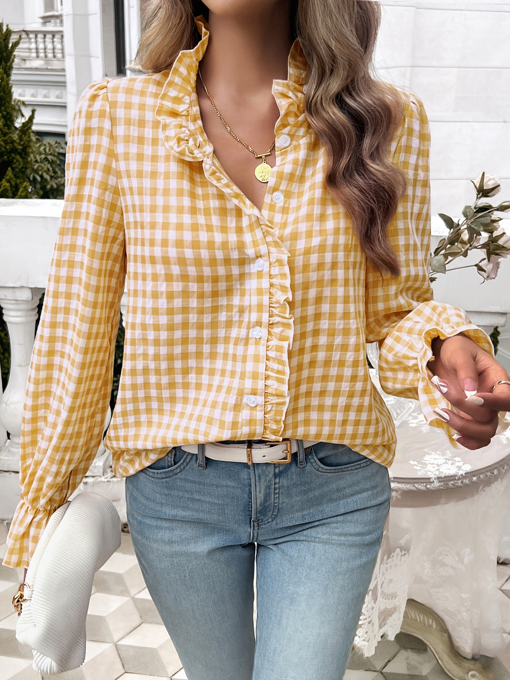 Women's Professional Business Blouse French Contrast Button-Down Shirt Fall Winter Office Top