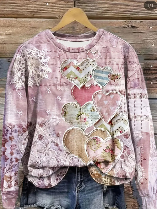 3D Pattern Digital Print Long Sleeve T-Shirt Women Crew Neck Relaxed Fit Soft Medium Stretch Casual Top Daily Work Leisure Machine Washable S-XXL