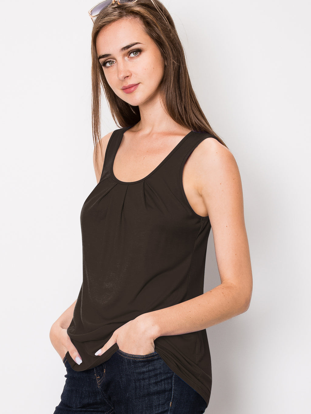Women's Sleeveless Scoop Neck Tank Top Loose Fit Breathable Casual Layering Shirt 20 Colors Summer Essential
