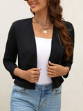 Women Solid Color Open Front Cardigan Jacket Long Sleeve Casual Lightweight Coat