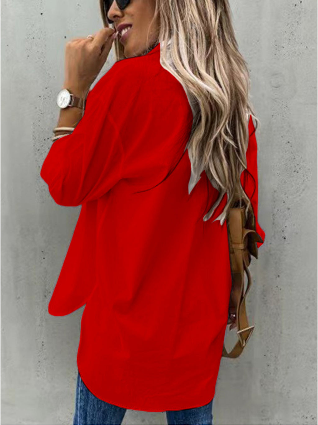 Lapel Collar Button Shirt Women Long Sleeve Relaxed Fit Blouse Versatile Top | Mira Roam
