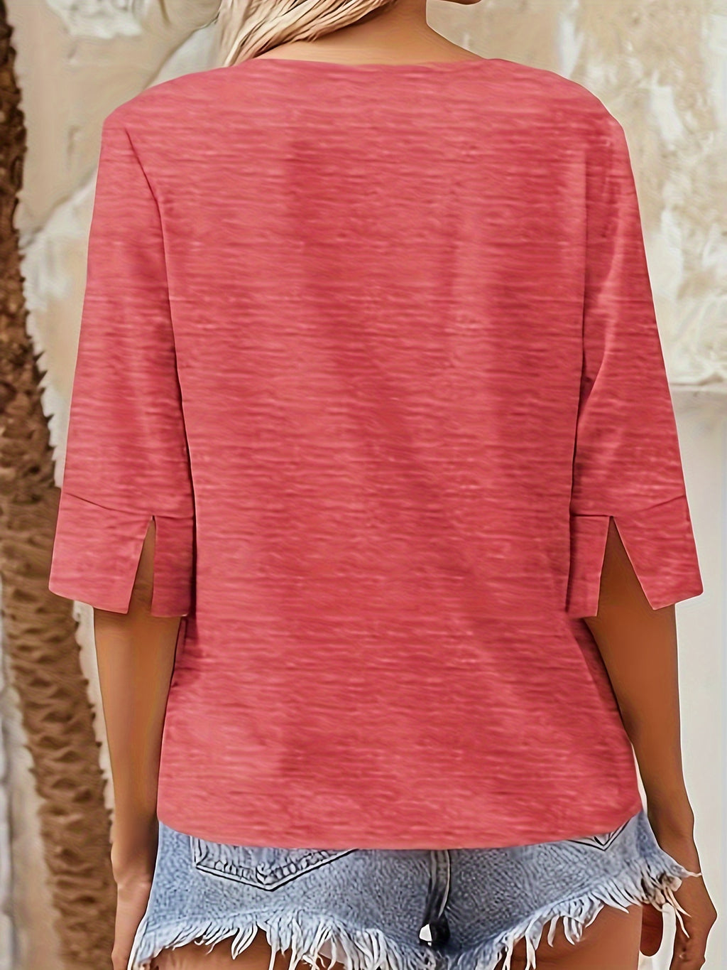 V-Neck T-Shirt Women Half Sleeve Loose Basic Tee Viscose Blend Soft Casual Summer Top Regular Fit Lightweight S-XXL