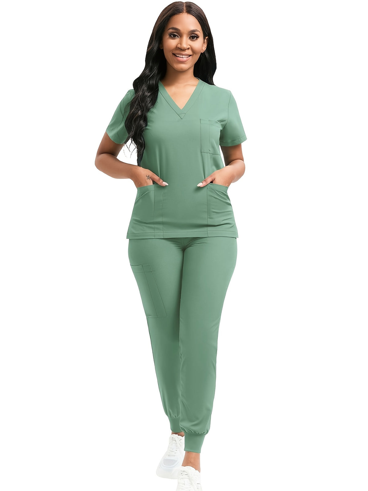 Women Scrub Set V-Neck Top & Jogger Pants 2pcs Nursing Uniform Suit Workwear for Hospital Dental Clinic Pet Clinic | Mira Roam