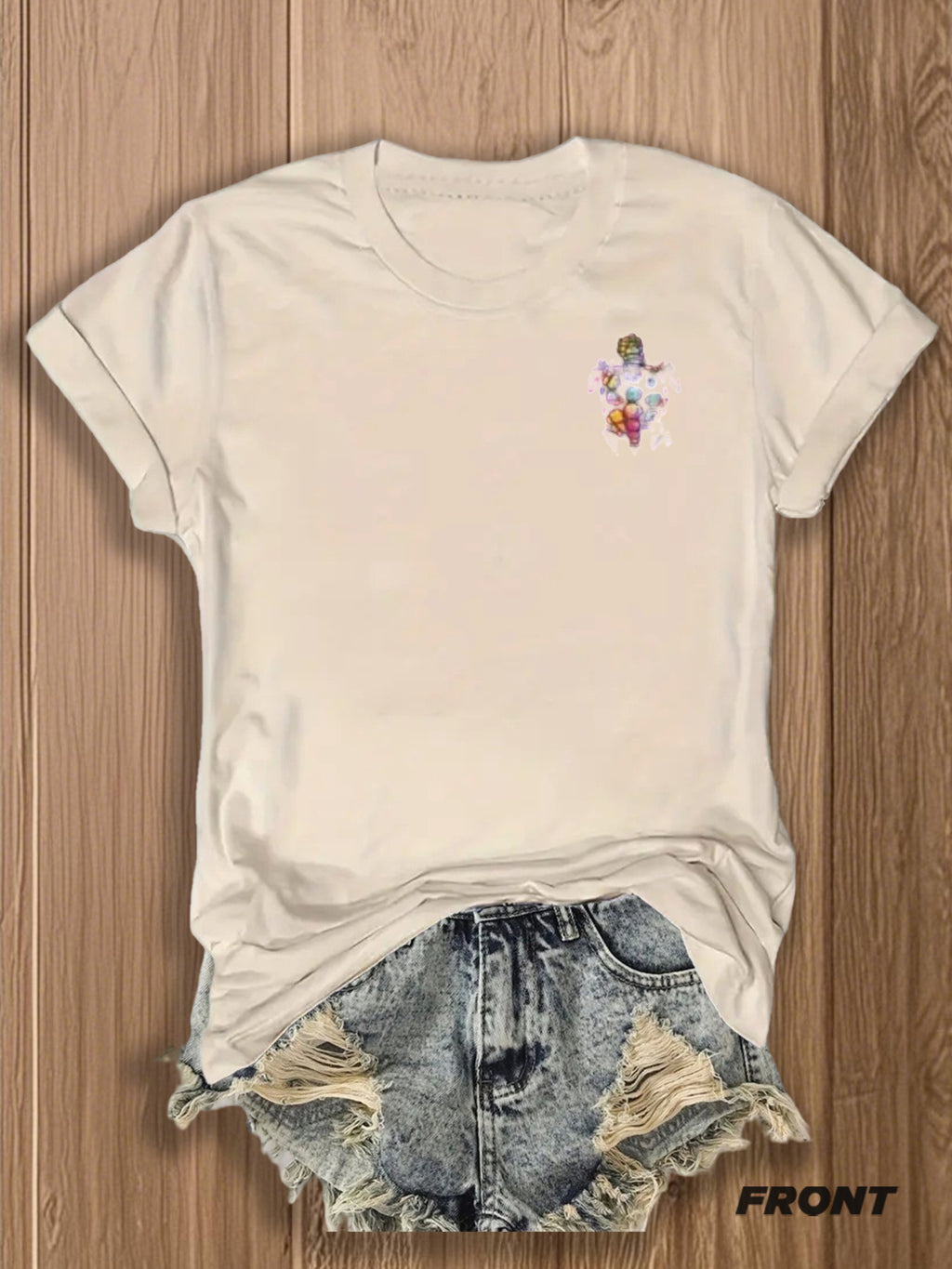 Tribal Turtle Print T-Shirt Women Colorful Artistic Double-Sided Graphic Tee Casual Beach Summer Top Nature Lover Gift S-XXL