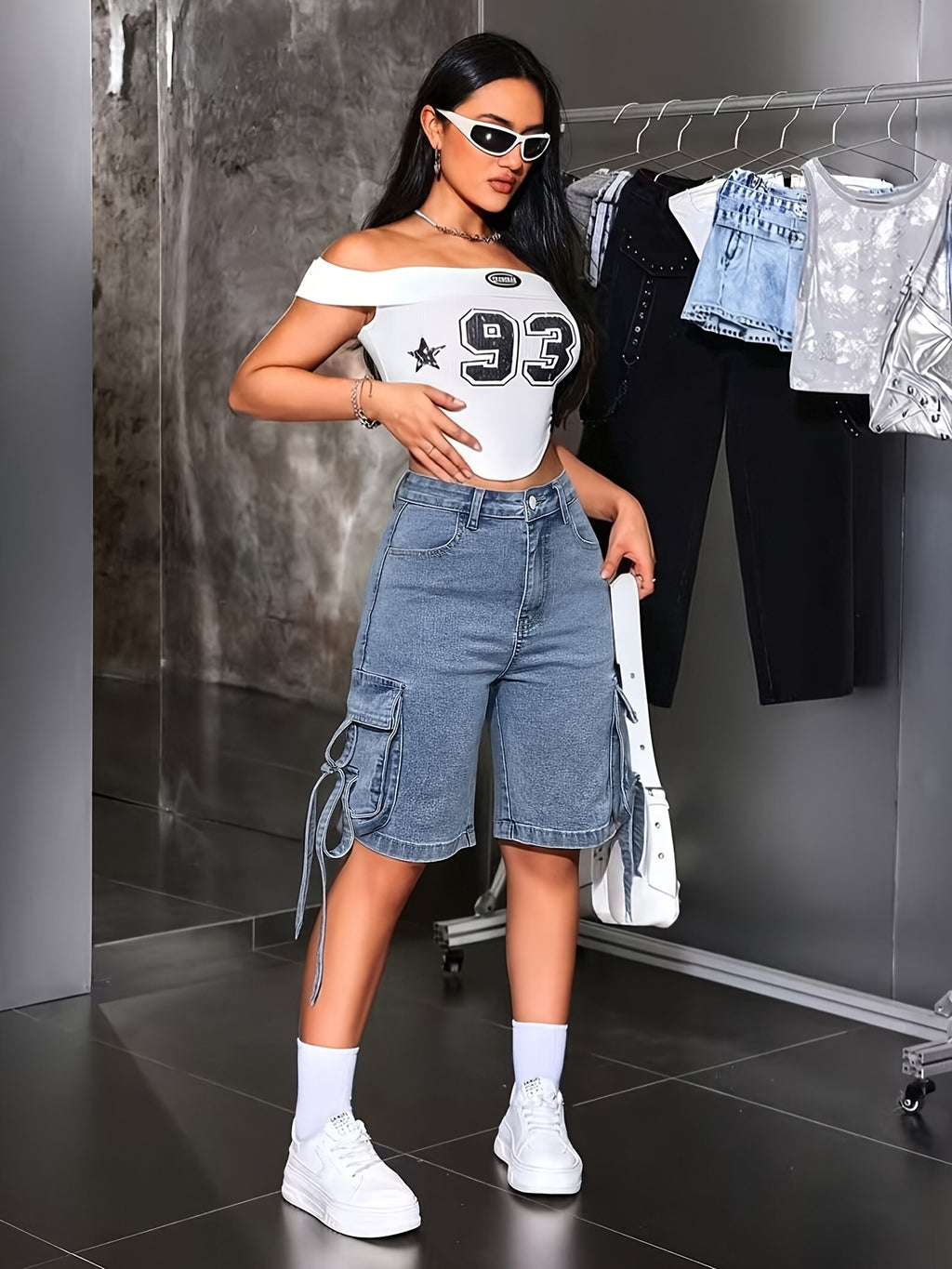Korean Style Loose Casual Denim Shorts for Women - Drawstring Waist Built-In Zipper, Simple Solid Color Versatile Jean Shorts for Commute Home Outings Spring Summer
