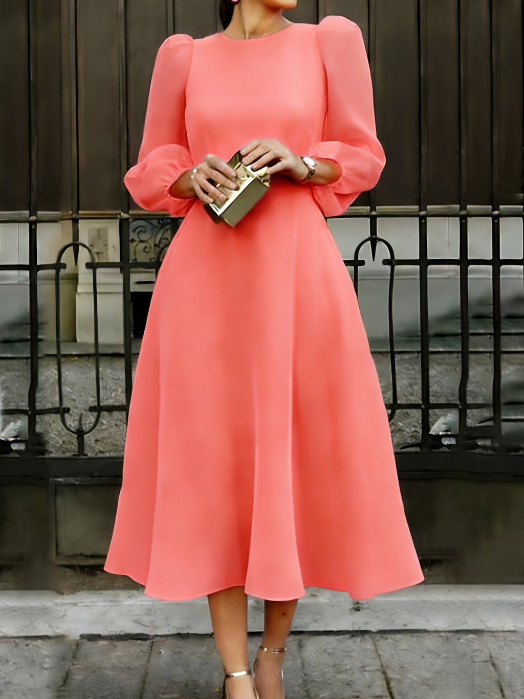 Floral Print Chiffon Maxi Dress Women Ombre Gradient Long Sleeve Back Zipper Flowy Wedding Guest Party Dress