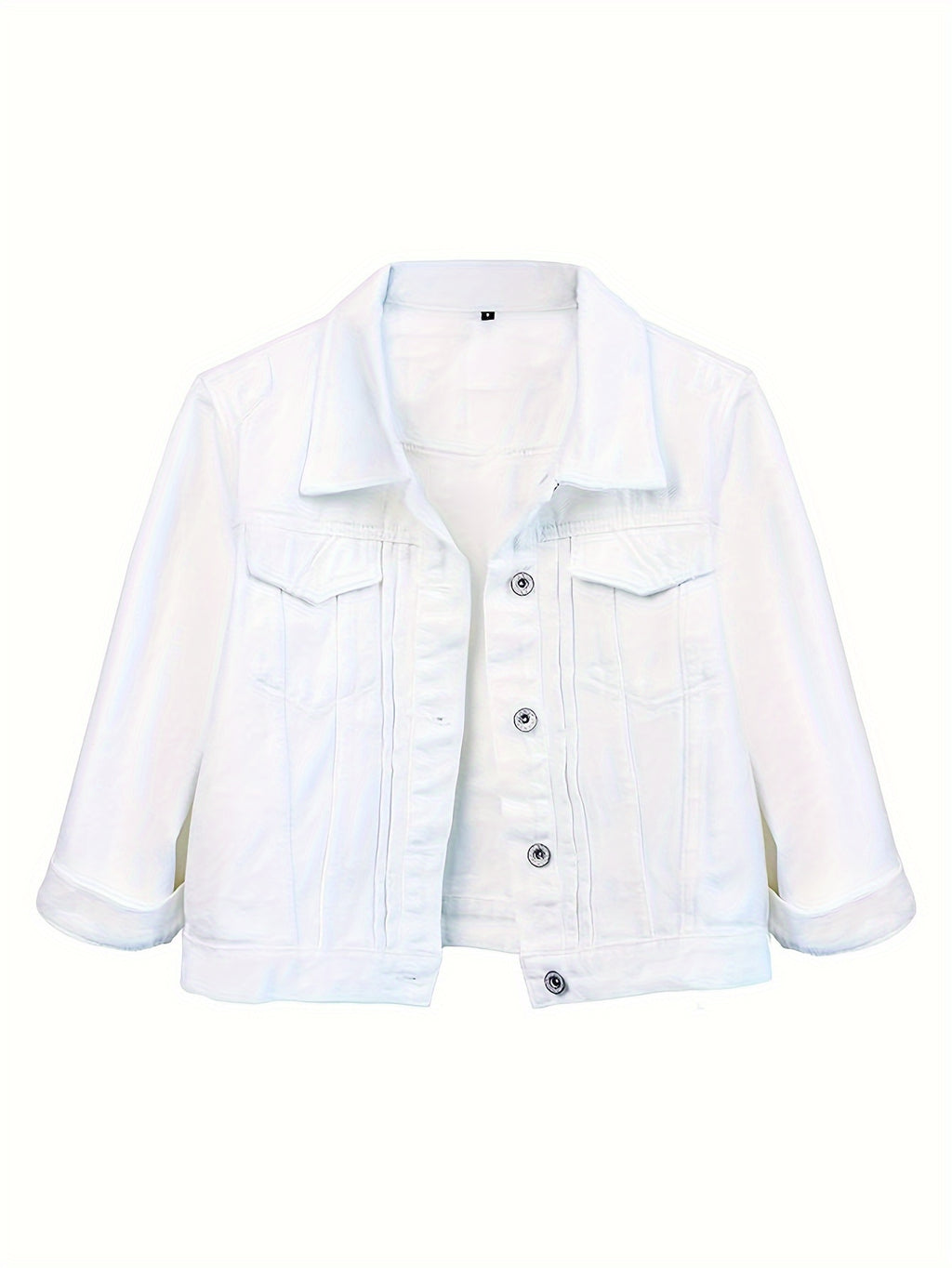 Vintage Wash Cropped Denim Jacket Women Slim Fit Button-Up Casual Spring Fall Layering Dark Blue Medium Blue S-XXL