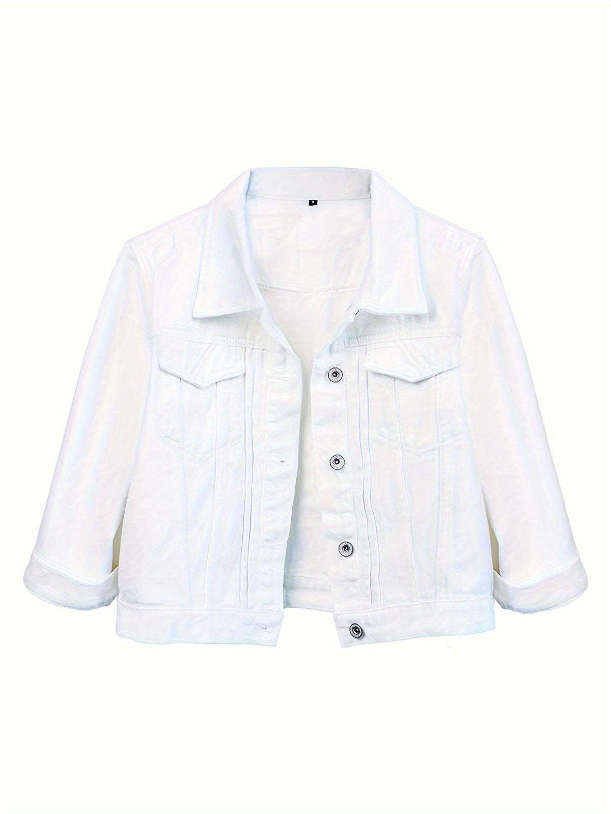 Vintage Wash Cropped Denim Jacket Women Slim Fit Button-Up Casual Spring Fall Layering Dark Blue Medium Blue S-XXL