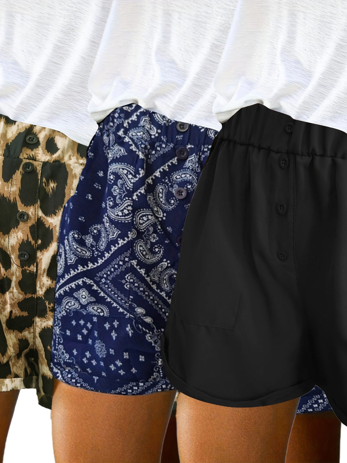Women's High Waist Casual Shorts with Pockets Elastic Waistband Summer Comfortable Loose Fit Short Pants for Women S-XXL Multi-Color