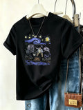 Geometric Print Loose Fit T-Shirt for Women - Crew Neck Short Sleeve Breathable Casual Graphic Tee Spring Summer Fall Street Style