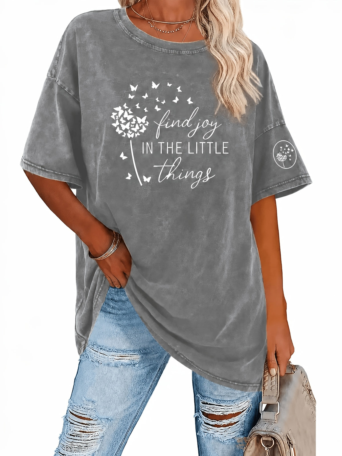 Retro Washed Graphic T-Shirt for Women Loose Fit Heavyweight 230g Round Neck Short Sleeve Street Style Casual Spring Summer Machine Washable Vintage Tee