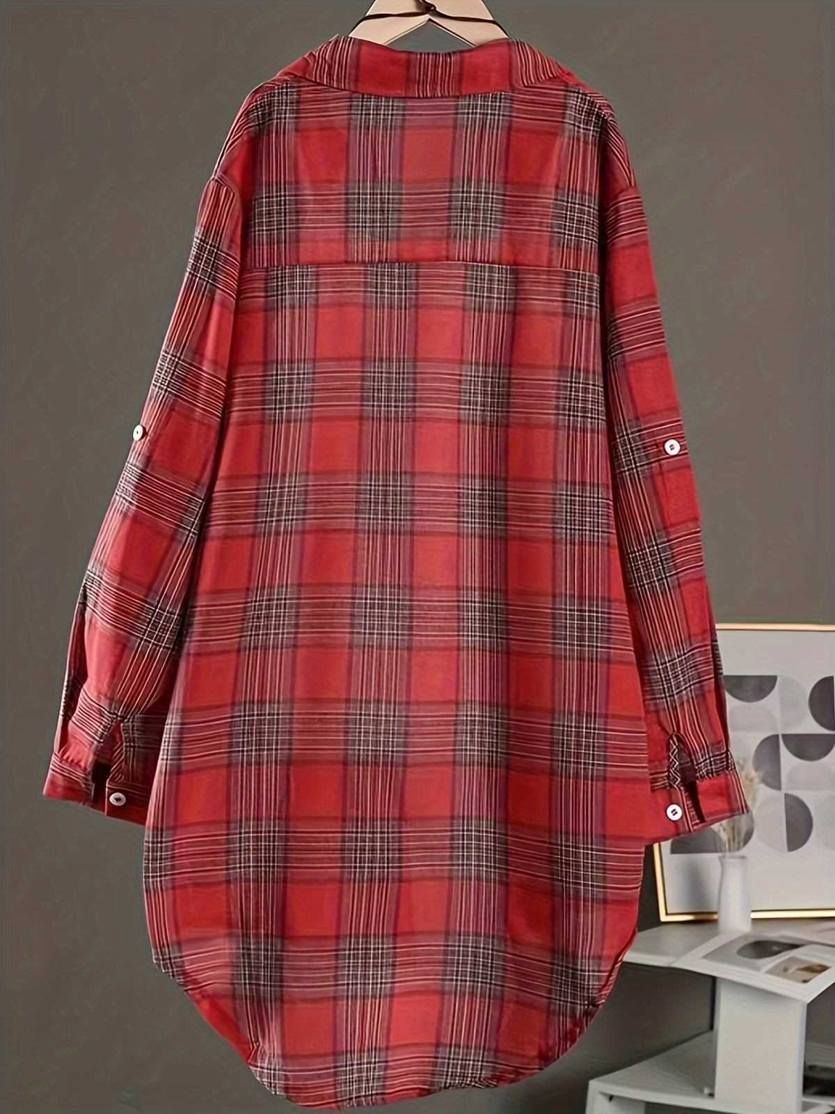 Women's Plaid Shirt Loose Fit Mid-Length All Season Casual Daily Wear Commute Holiday Outing Top