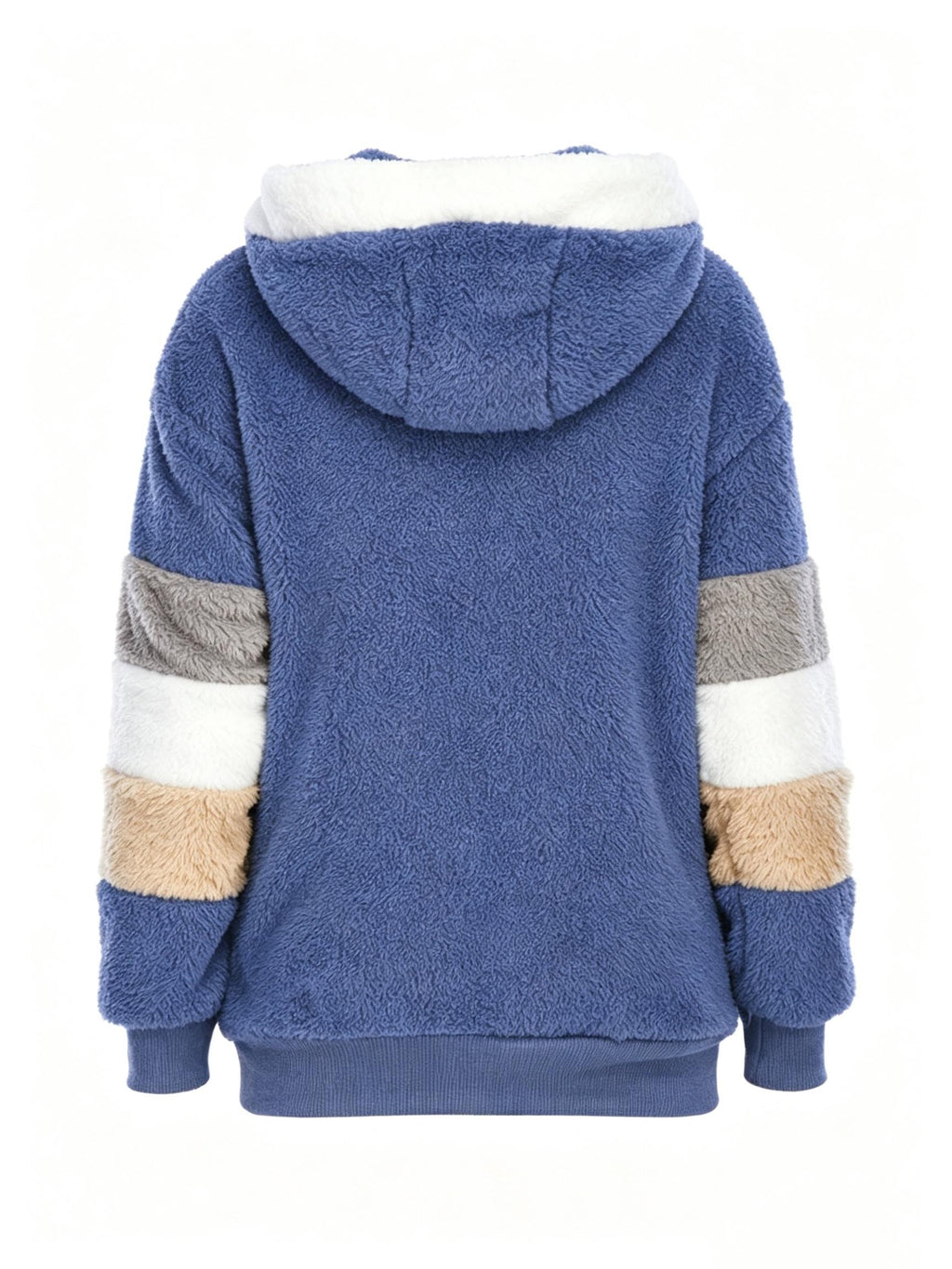 Teddy Bear Fleece Zip Jacket Women Color Block Hooded Casual Outerwear Fall Winter Warm Coat S-XXL
