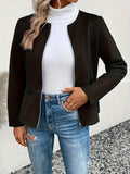 Slim Fit Zip Up Jacket for Women Round Neck Long Sleeve Casual Coat Solid Color All Season Versatile