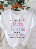 Mother Grandmother Great-Grandmother Graphic T-Shirt for Women – Crew Neck Short Sleeve Casual Print Top, Soft Stretchy All-Season Gift Tee