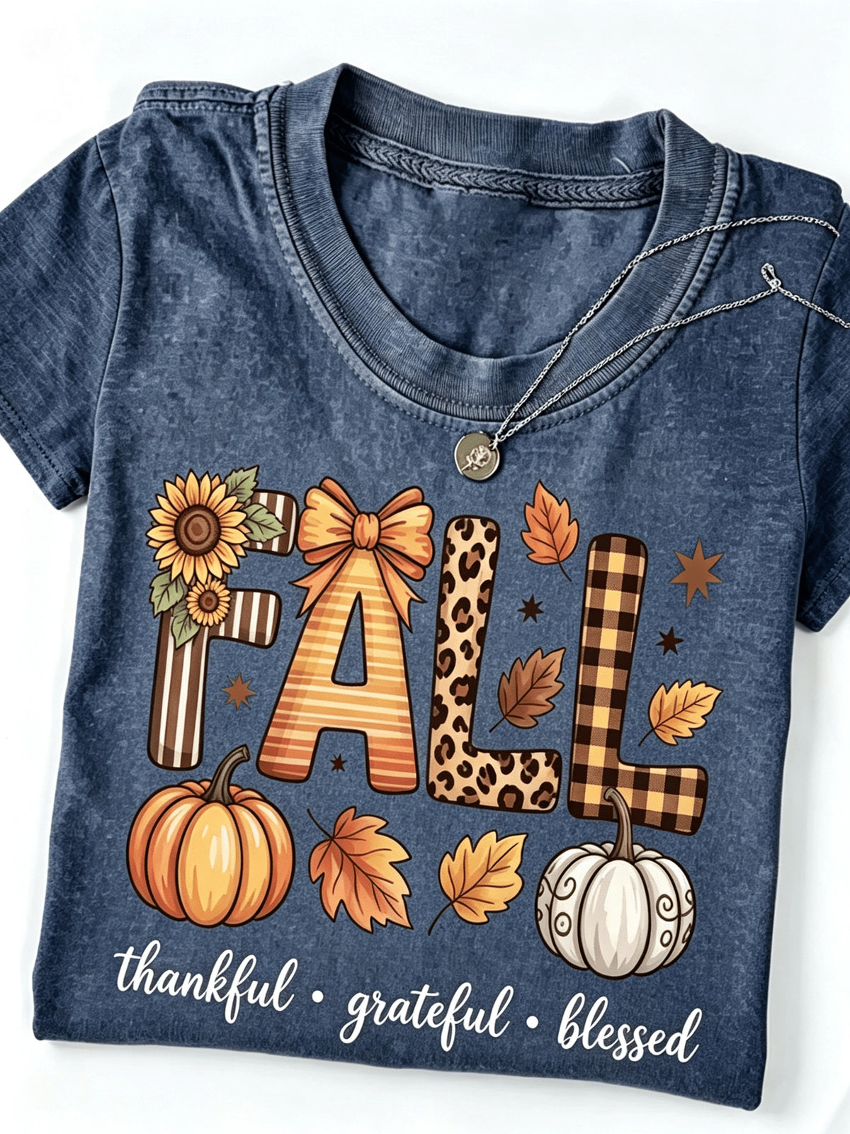 Autumn Graphic Tee Women Pumpkin Sunflower Loose Casual Short Sleeve Round Neck Fall Thanksgiving Halloween T-Shirt Retro Style S-XXL