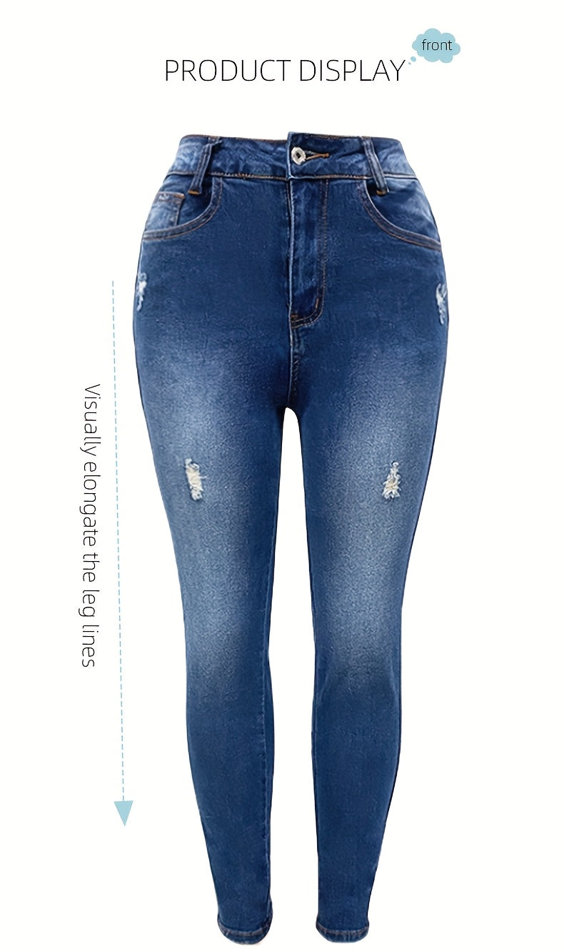 High-Waist Skinny Jeans for Women Stretch Hip-Lifting Tight Fit Button Detail Fashion Denim Pants All-Season S-XXL