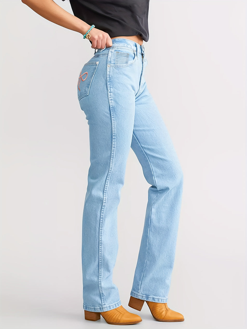 Straight Leg Blue Jeans for Women Classic Retro Casual High Waist Denim Pants Niche Style All-Season Versatile S-XXL
