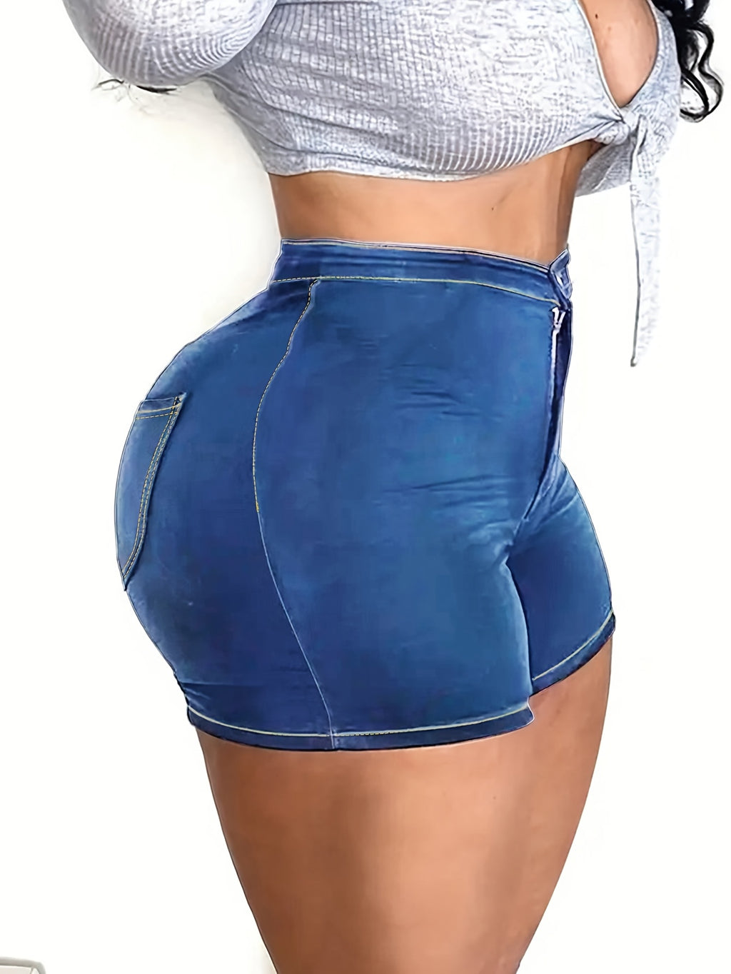 High Waist Elastic Denim Shorts Women Hip Lifting Sexy Classic Dark Blue Light Blue Medium Blue Black White S-XXL