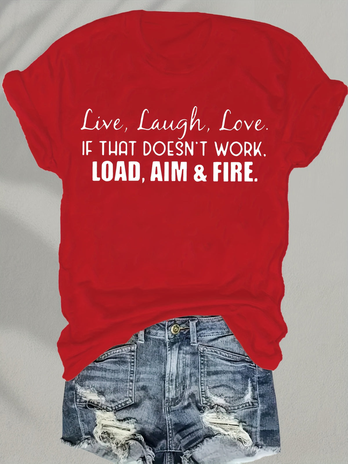Live Laugh Love or Shoot Slogan Graphic T-Shirt Unisex Crew Neck Short Sleeve Fun Novelty Tee Casual Spring Summer Fall Gift S-XXL