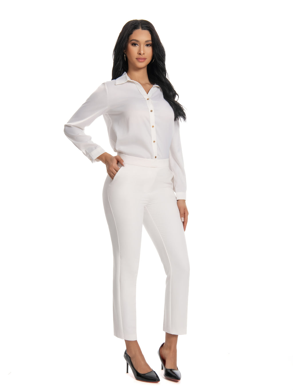 Red Slim Fit Stretch Trousers for Women – Vibrant Mid Waist Ankle Length Pants with Pockets, Elegant Office Workwear Evening Out Formal Bottoms, Machine Washable All-Season Versatile S-XXL