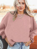 Women Vintage Loose Fit Sweatshirt Round Neck Long Sleeve Pullover Casual Cozy