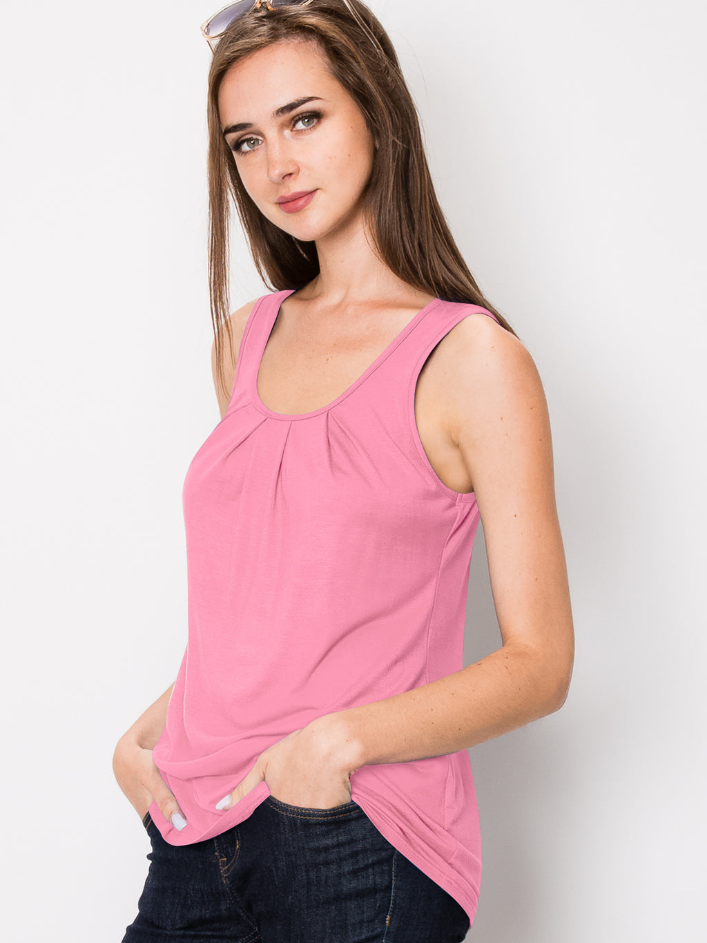 Women's Sleeveless Scoop Neck Tank Top Loose Fit Breathable Casual Layering Shirt 20 Colors Summer Essential