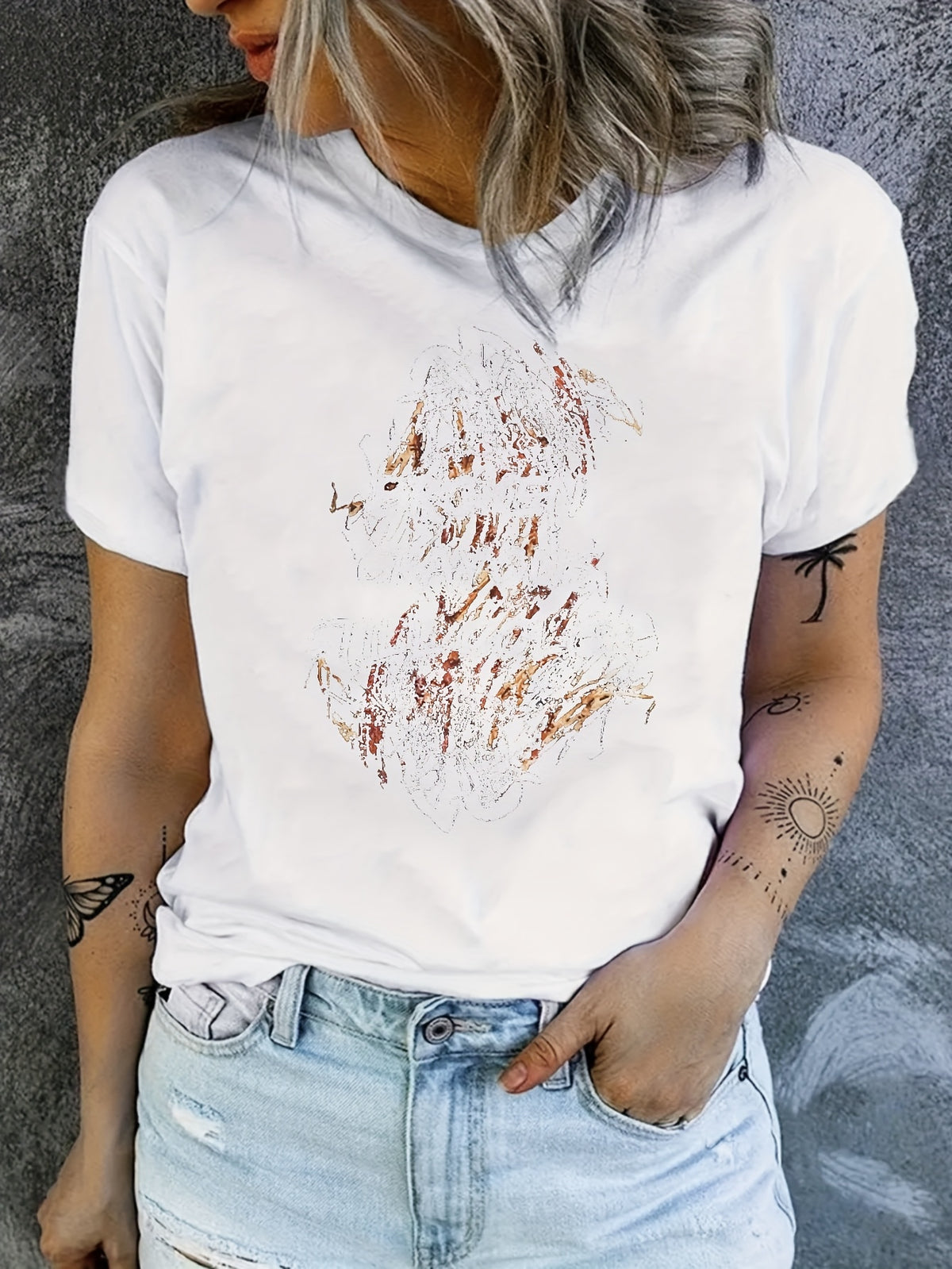 Illustration Drawing Print T-Shirt Women Crew Neck Short Sleeve Casual Graphic Tee 180gsm Polyester Medium Stretch Lightweight Spring Summer Top S-XXL