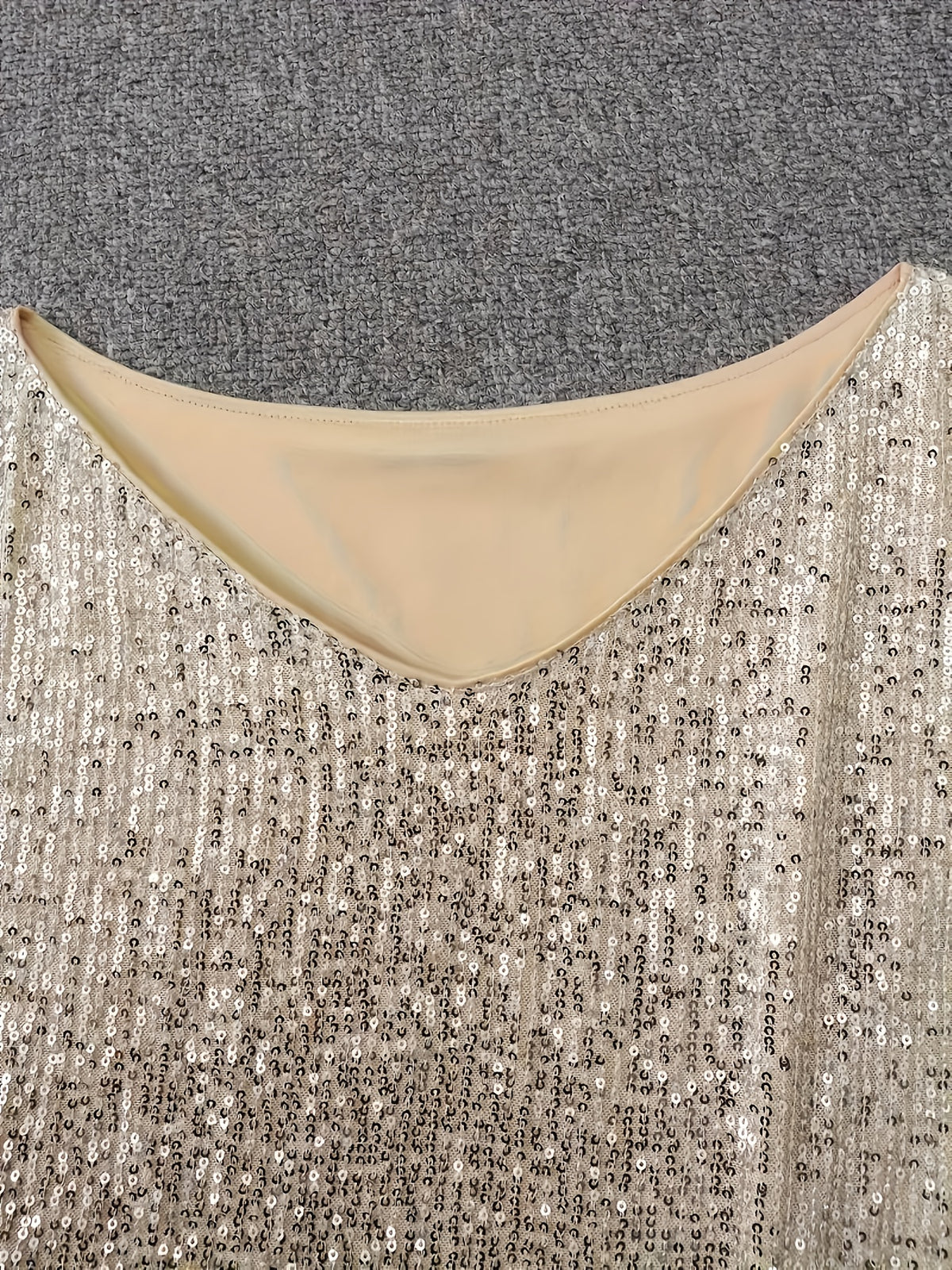 Sequin Bodycon Dress for Women V-Neck Long Sleeve Shimmering Contrast Party Evening Midi All Season Sexy Dress