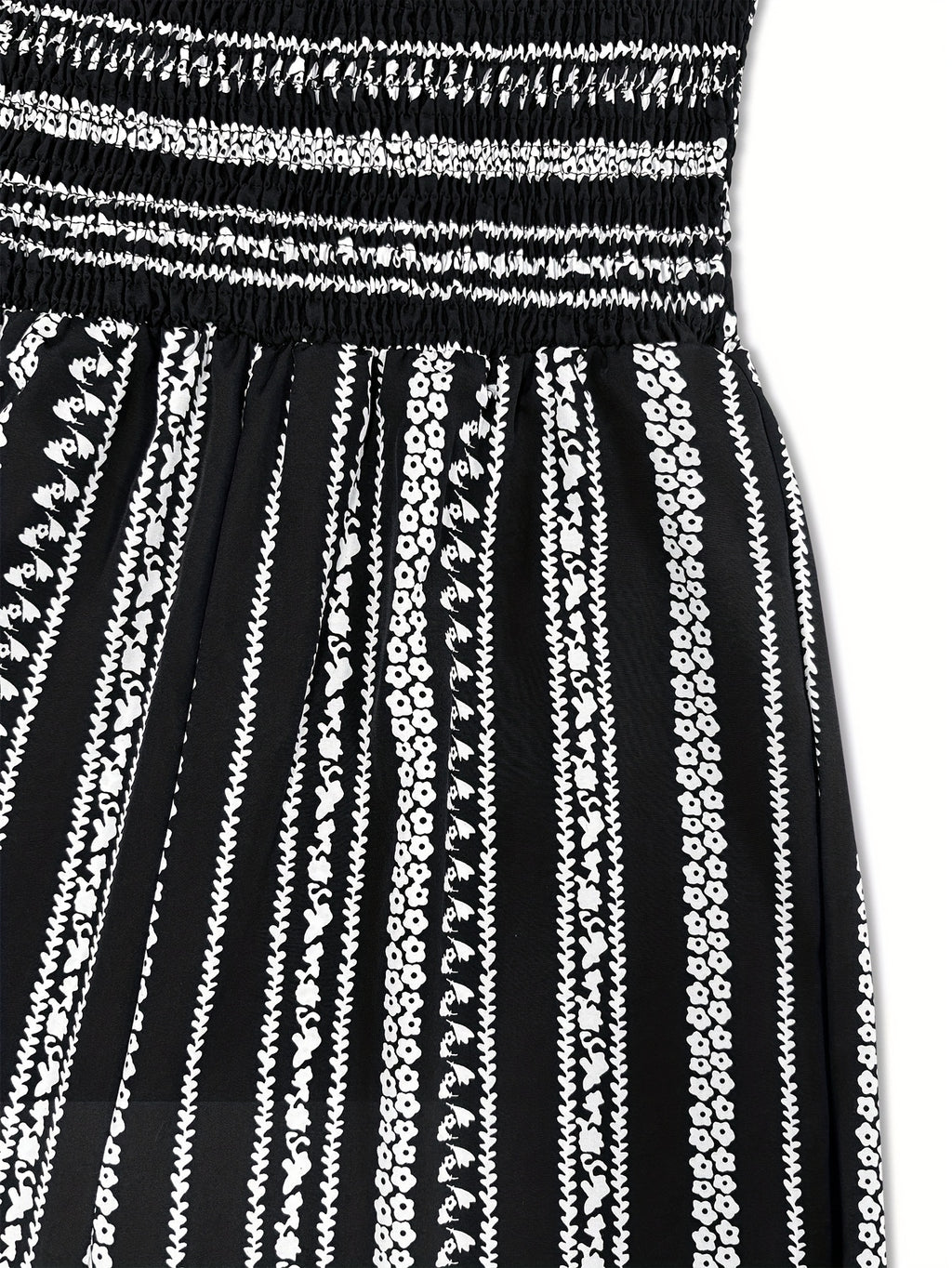 Strapless Striped Wide-Leg Jumpsuit Women Black White Smocked Tube Top Casual Loose Summer Vacation Romper S-XXL
