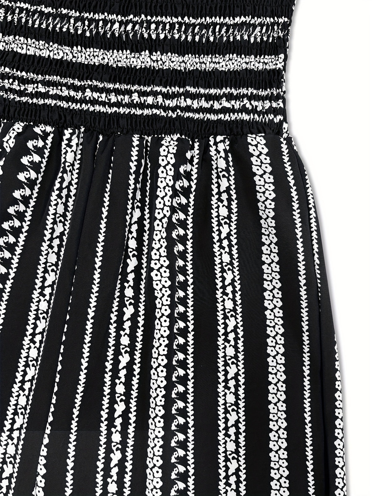 Strapless Striped Wide-Leg Jumpsuit Women Black White Smocked Tube Top Casual Loose Summer Vacation Romper S-XXL