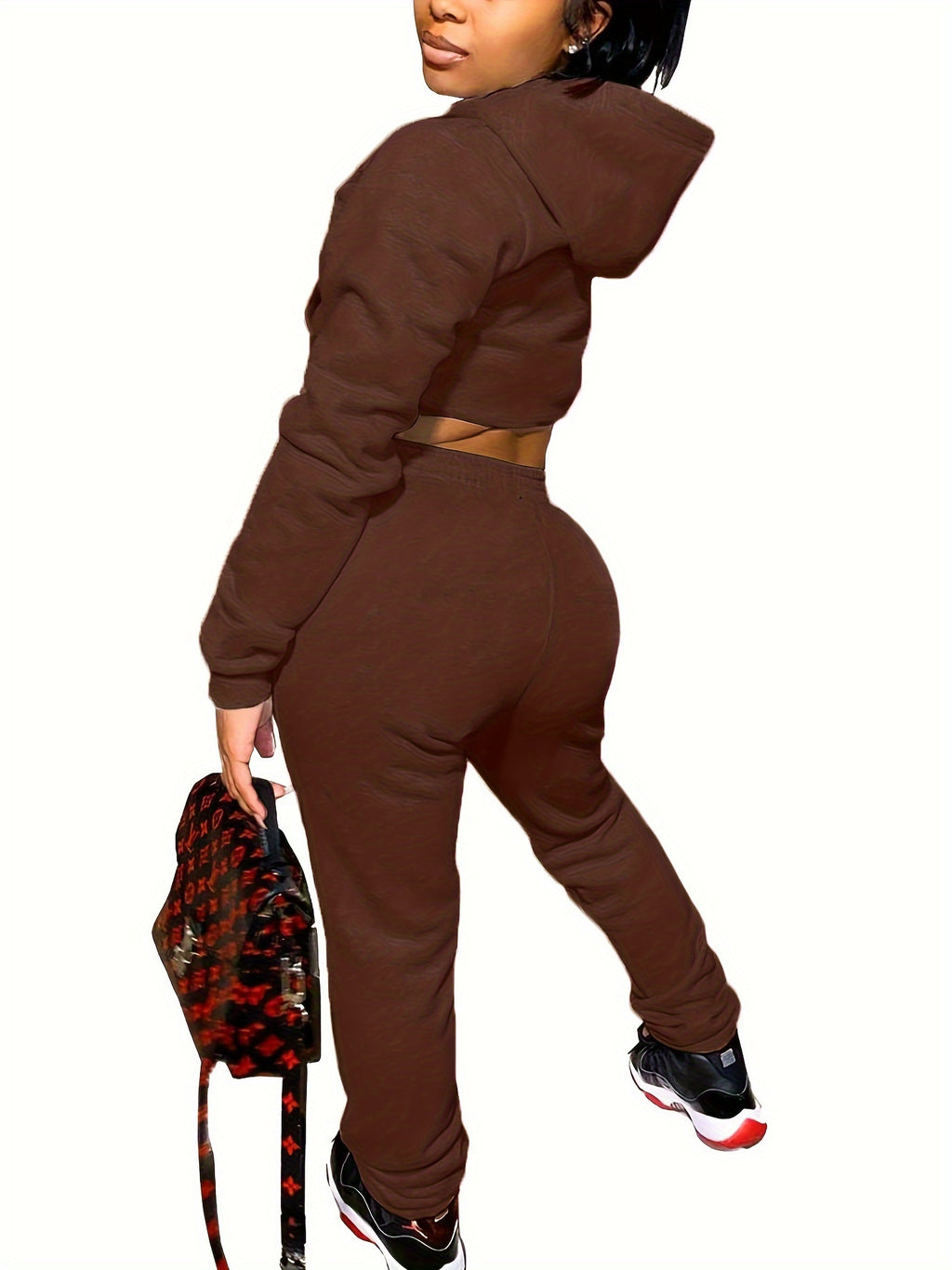 Velvet Tracksuit Set Women Cropped Hoodie Kangaroo Pockets Jogger Sweatpants Solid Color Luxe Autumn Winter Lounge Jogger Set S-XXL