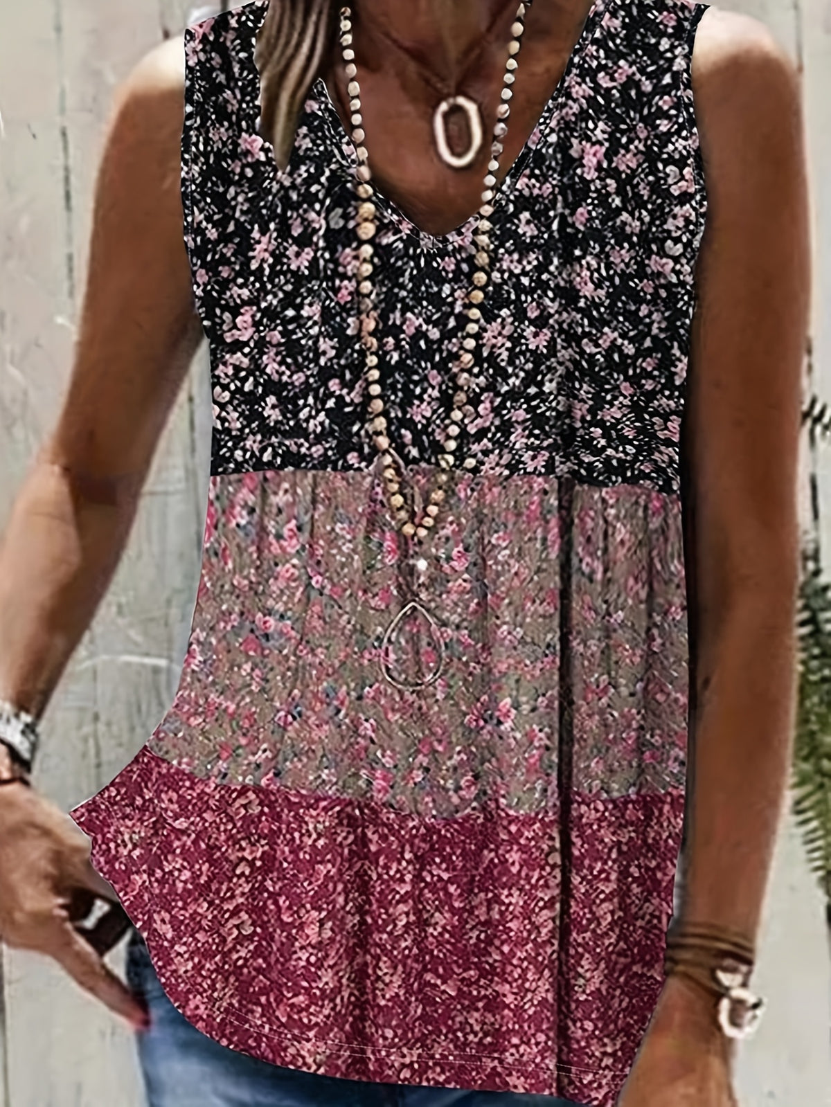 Color Block Floral Print Vest Top Women Sleeveless Casual Vacation Summer Cami Top Trendy Patchwork Blouse Beach Holiday Fashion Top S-XXL
