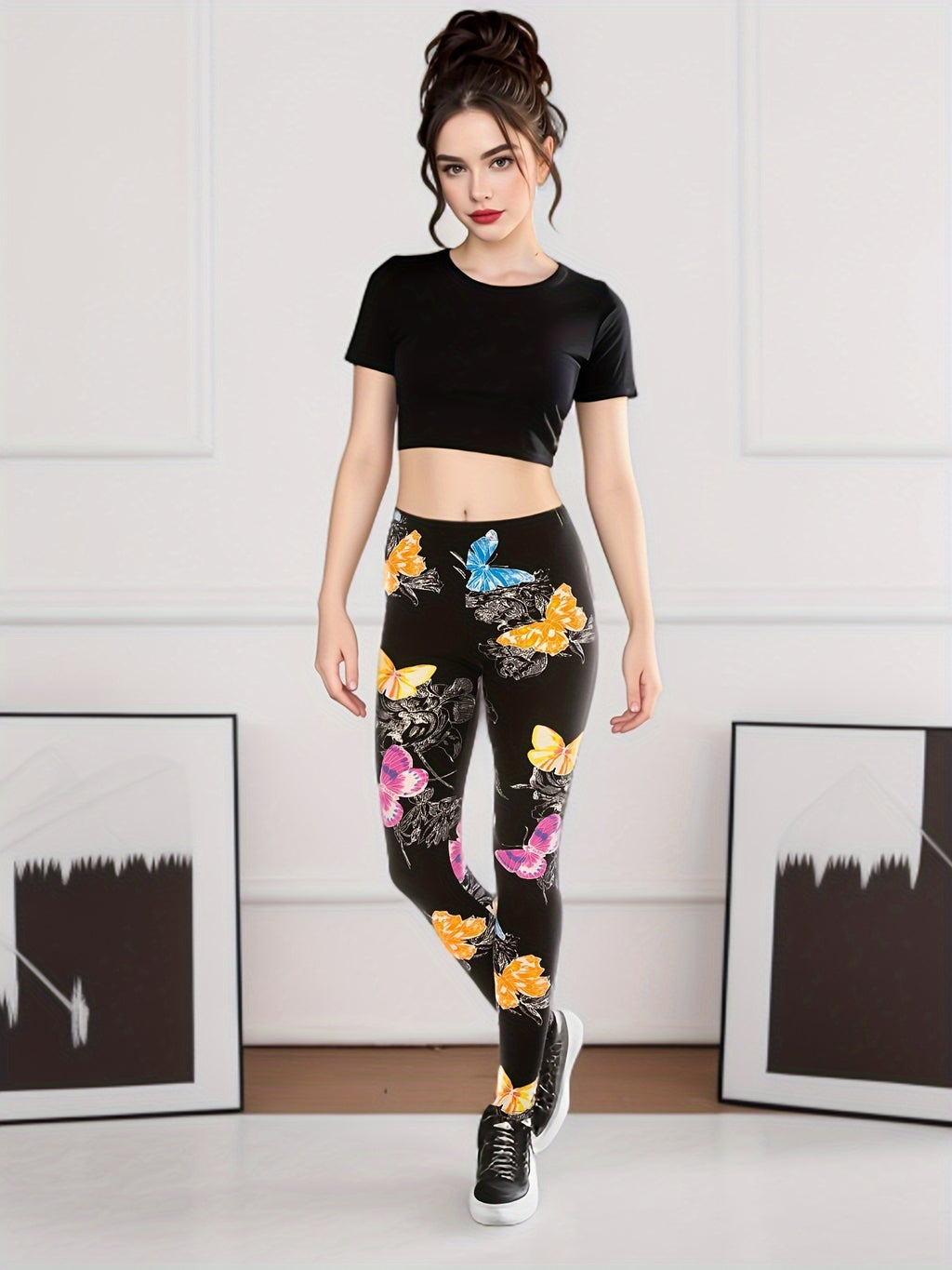 Printed Pattern Leggings for Women – No See-Through High Stretch 92% Polyester Super Soft, 9 Colors One Size, Casual Sexy Fashion Bottoms