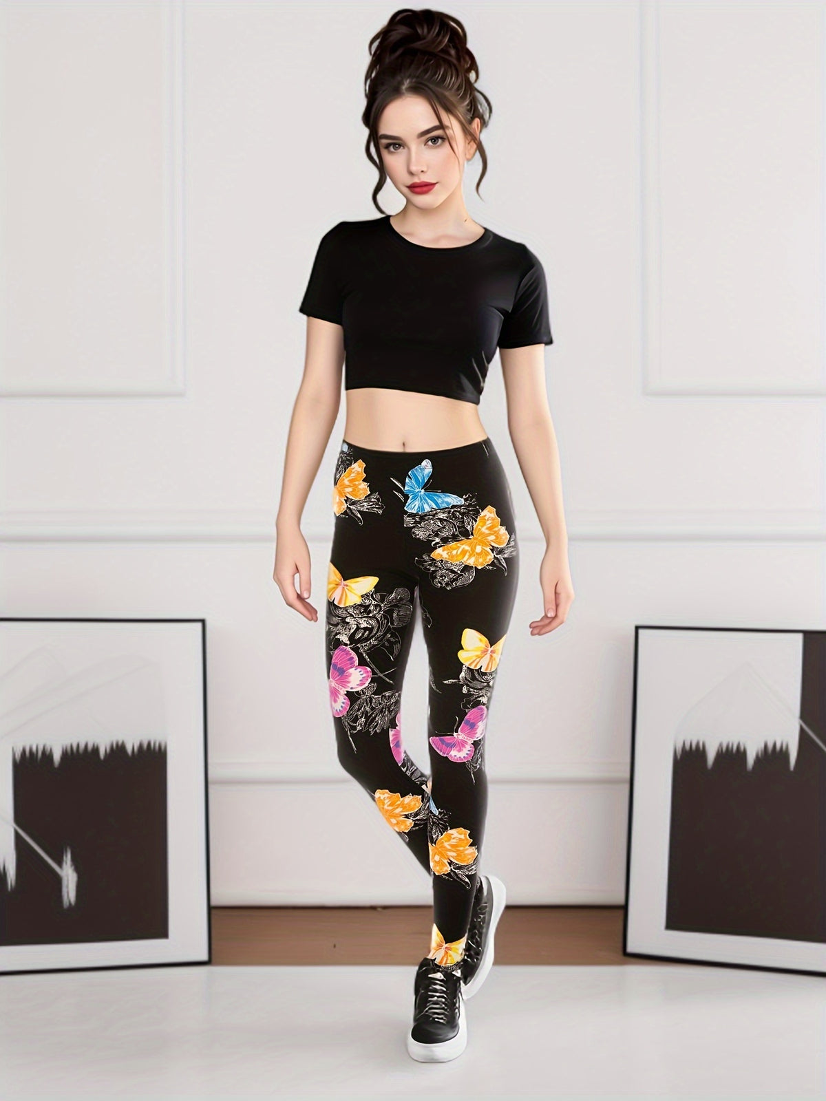 Printed Pattern Leggings for Women – No See-Through High Stretch 92% Polyester Super Soft, 9 Colors One Size, Casual Sexy Fashion Bottoms