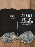 Inspirational Graphic Tee Women Floral Print Double Sided T-Shirt Casual Motivational Blend Top Gift XS-XL