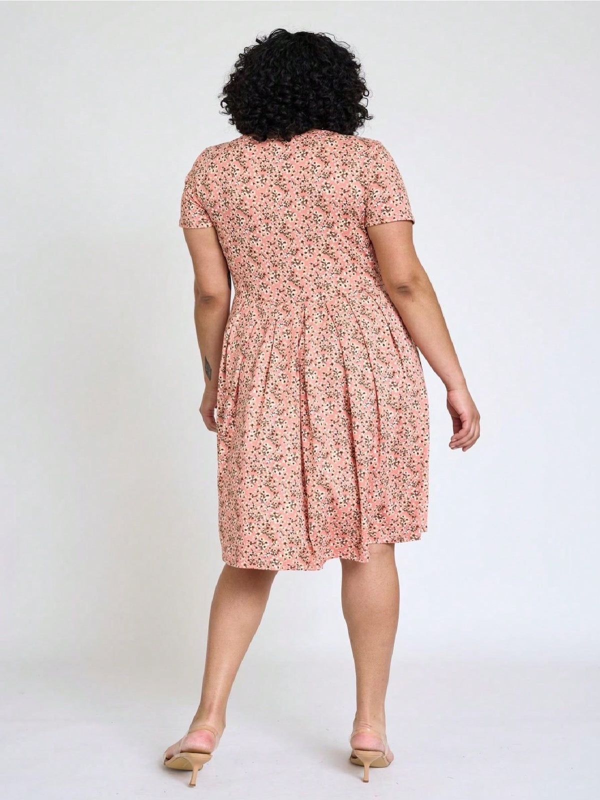 Paisley Floral Swing Dress Women Chevron Stripe Patchwork Pleated Square Neck Elastic Waist Midi Casual Plus Size S-3X