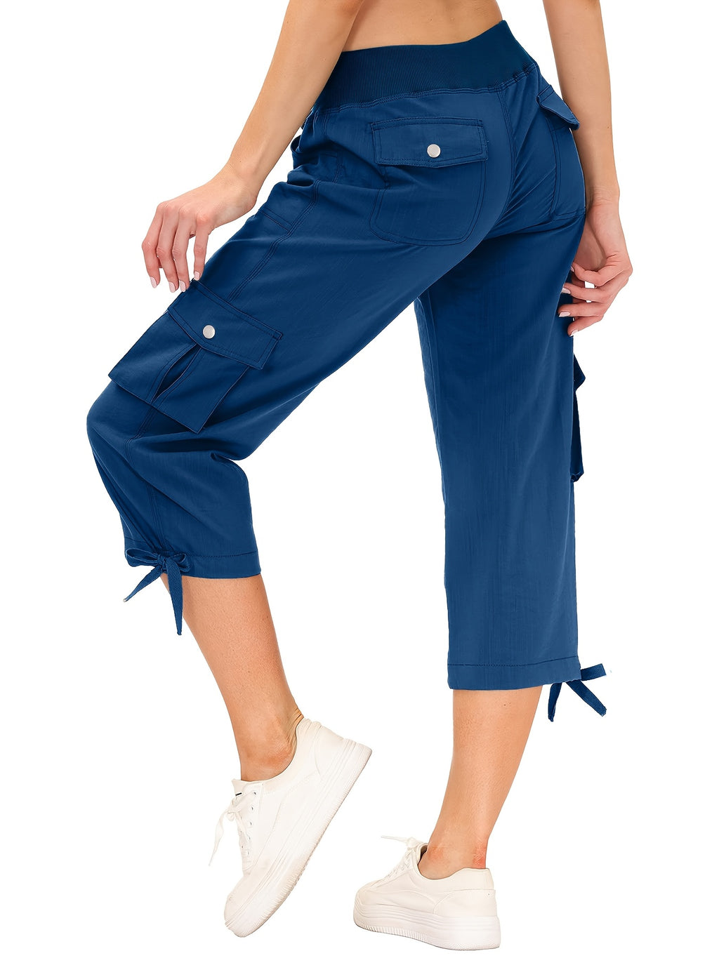 Women's Cargo Capri Pants Quick Dry Lightweight Hiking Travel UPF 50+ | Multi-Pocket Stretch Casual Workout Pants 92% Polyester for Outdoor Adventure Spring Summer