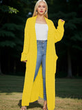 Longline Cardigan Women Oversized Drop Shoulder Open Front Knit Coat | Solid Color Textured Baggy Sweater with Pockets for Fall Winter Daily Wear