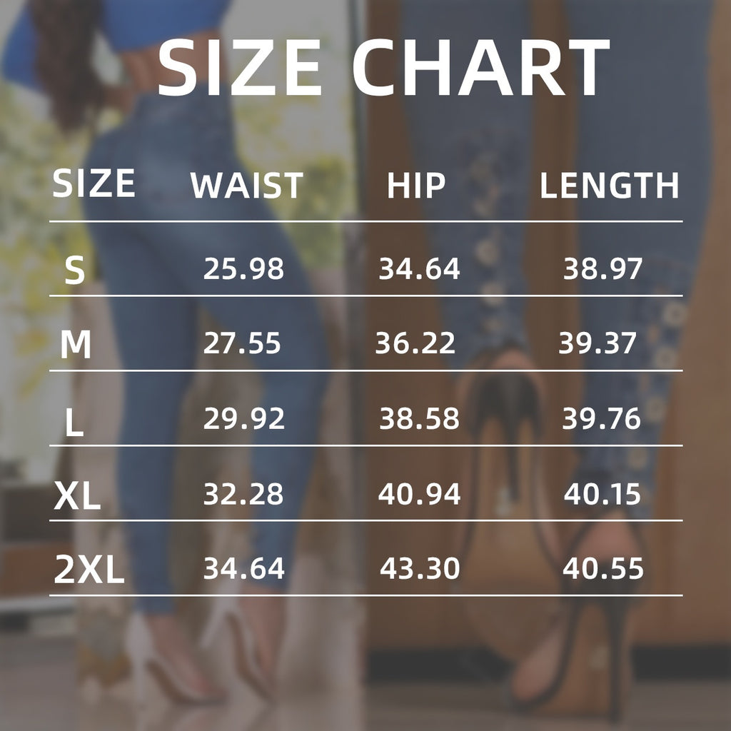 High-Waist Skinny Jeans for Women Stretch Hip-Lifting Tight Fit Button Detail Fashion Denim Pants All-Season S-XXL