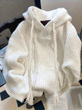 Hooded Longline Ribbed Sweater Women Pullover Pocket Casual Warm Coat Solid Color Winter Spring Fall All-Season Knit Top 7 Colors S-XXL