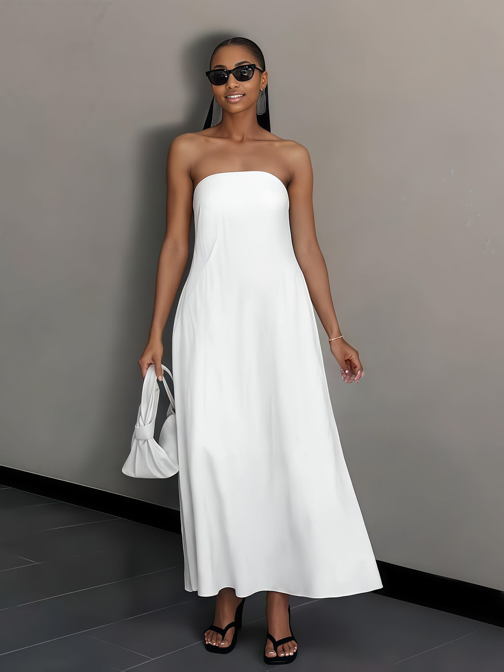 Women's Linen Beach Sundress Backless Sleeveless Wrap High Waist A-Line Flowy Casual Summer Vacation Dress