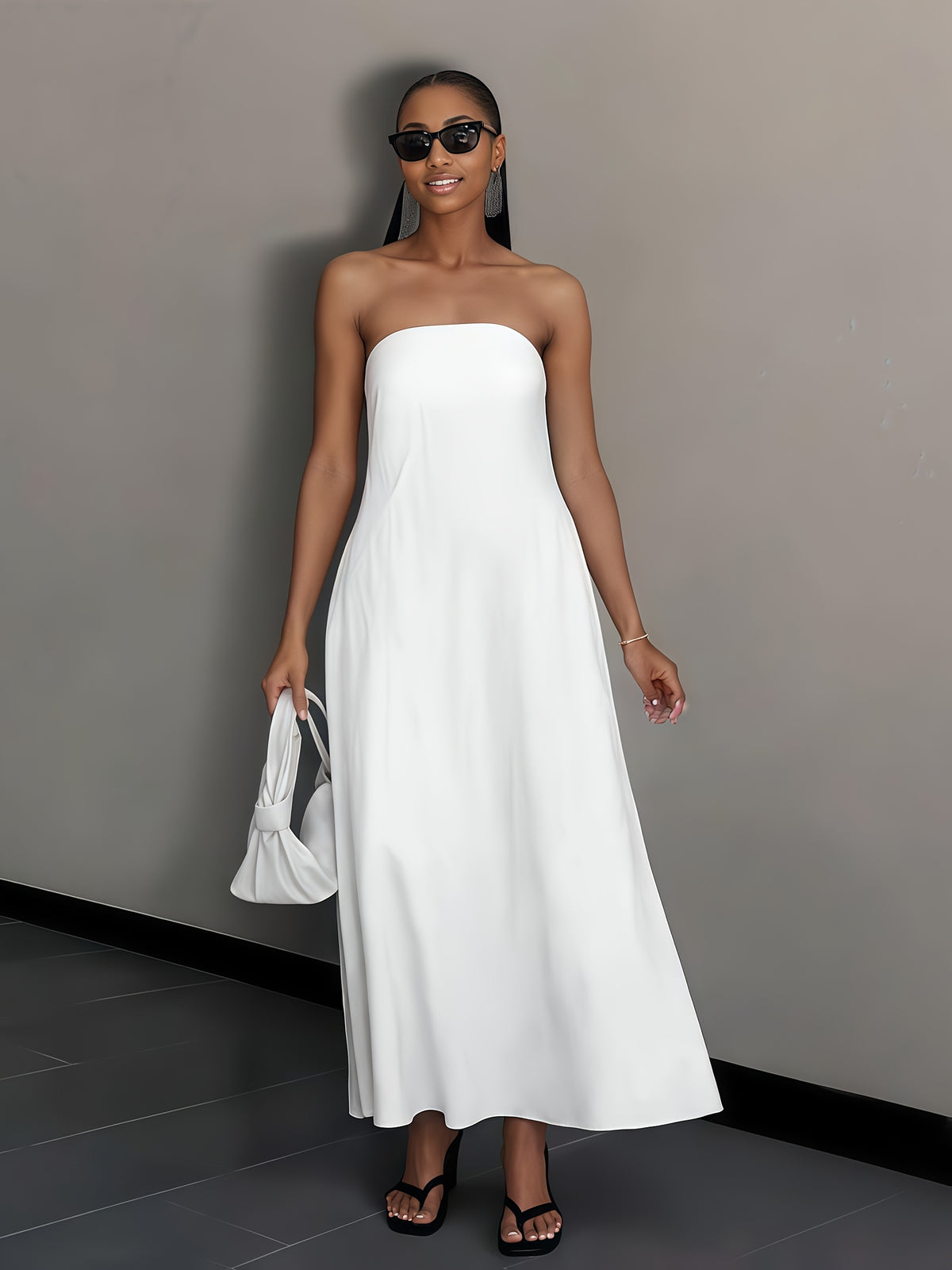 Women's Linen Beach Sundress Backless Sleeveless Wrap High Waist A-Line Flowy Casual Summer Vacation Dress