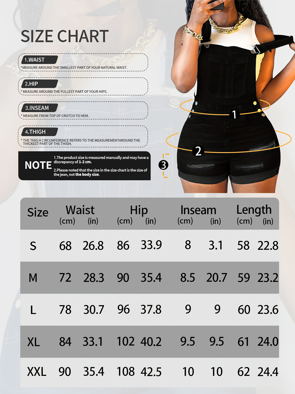 Women's Ripped Denim Romper Sleeveless Overall Slim-Fit Casual Jumpsuit with Pockets S-XXL