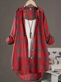 Women's Plaid Shirt Loose Fit Mid-Length All Season Casual Daily Wear Commute Holiday Outing Top