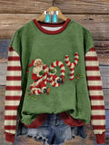 Digital Print Christmas Pullover Women Round Neck Long Sleeve Casual Sweatshirt 2D Flat Fashion Top All Season European American