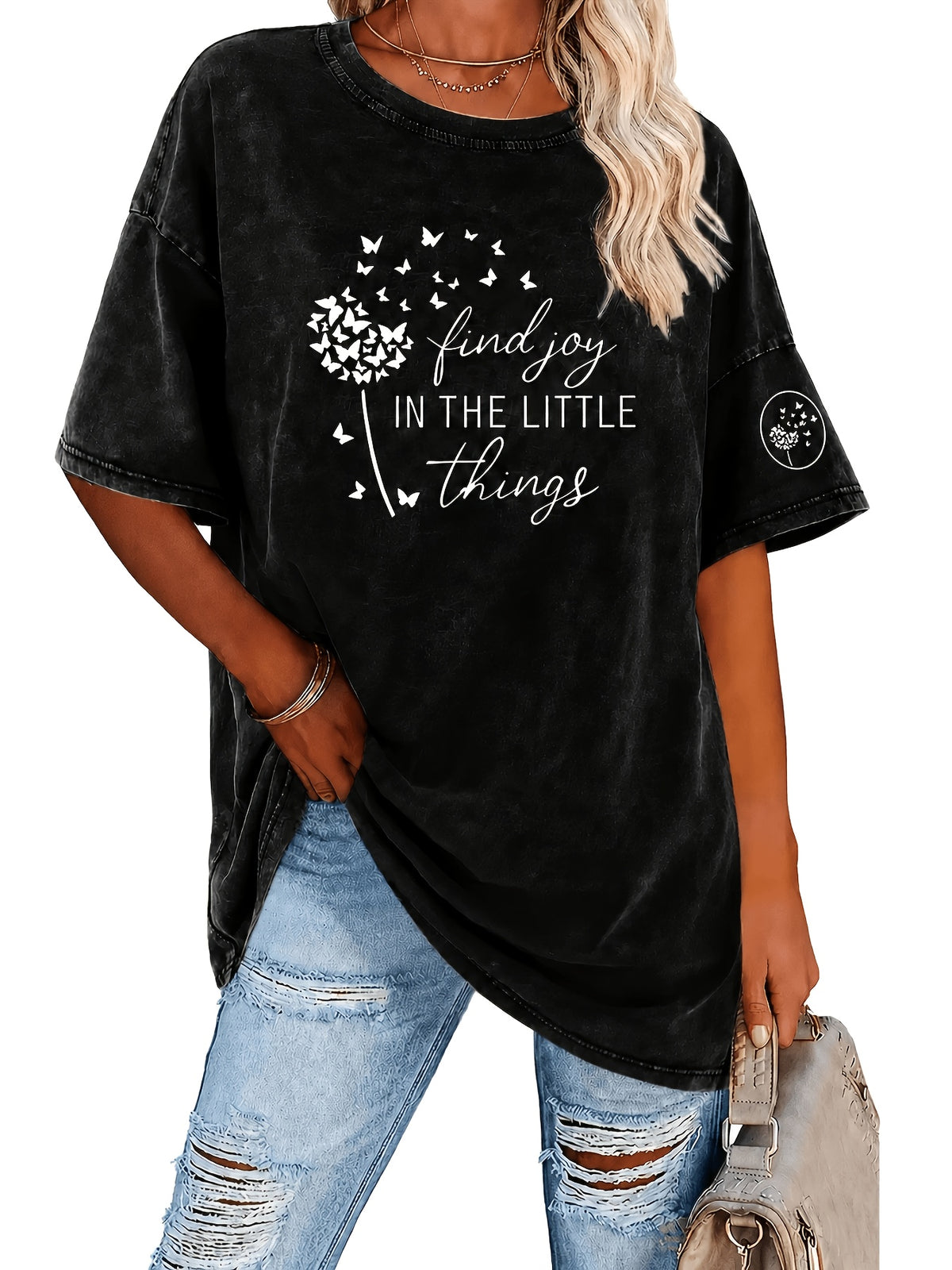 Retro Washed Graphic T-Shirt for Women Loose Fit Heavyweight 230g Round Neck Short Sleeve Street Style Casual Spring Summer Machine Washable Vintage Tee