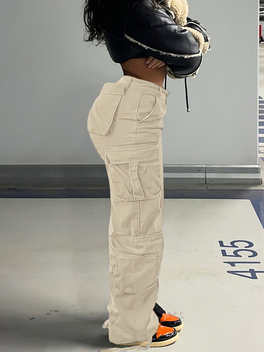 Low Waist Cargo Denim Pants Women Street Hip-Hop Style Multi Pocket Wide Leg Workwear Casual Jeans Apricot Grey Khaki S-XXL